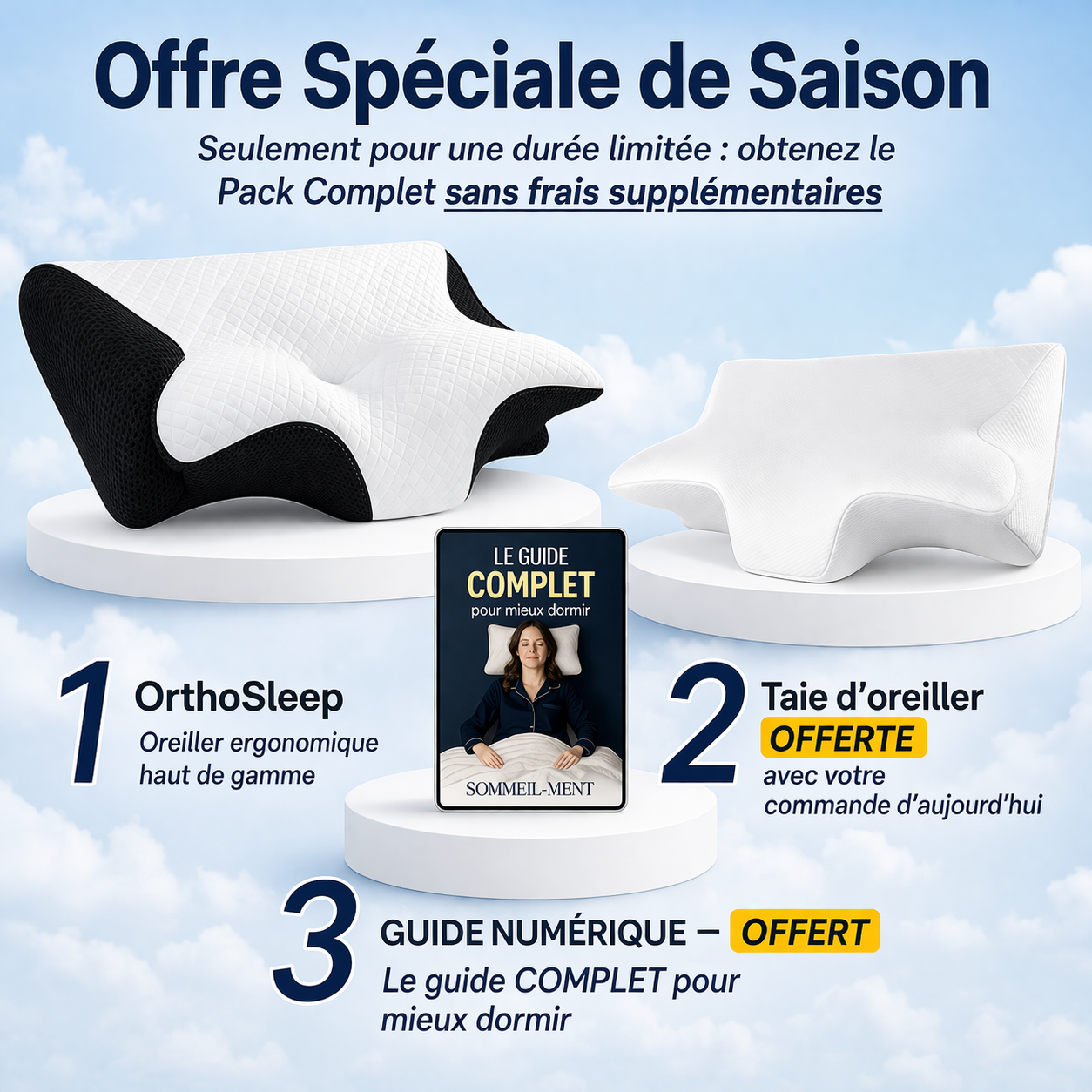 TherapEdge – Oreiller cervical contre les douleurs des épaules et du cou