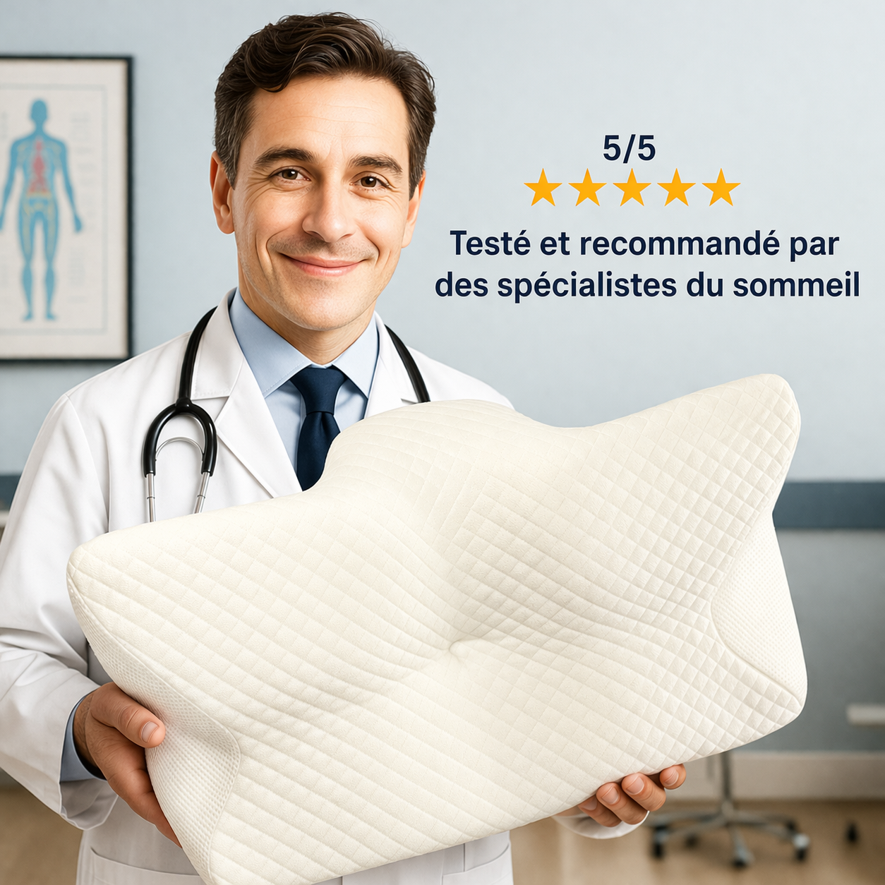 TherapEdge – Oreiller cervical contre les douleurs des épaules et du cou